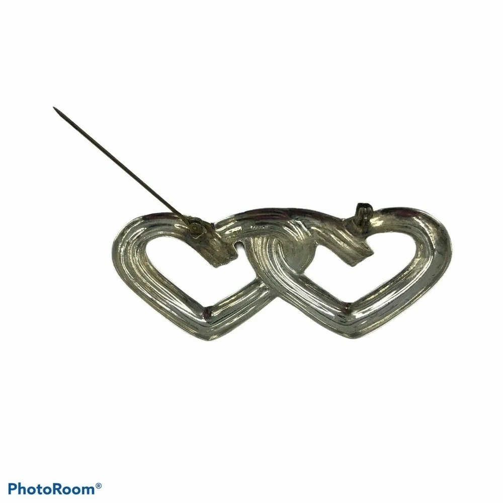 Sterling Silver MEXICO TAXCO Hearts Brooch - Picture 2 of 9